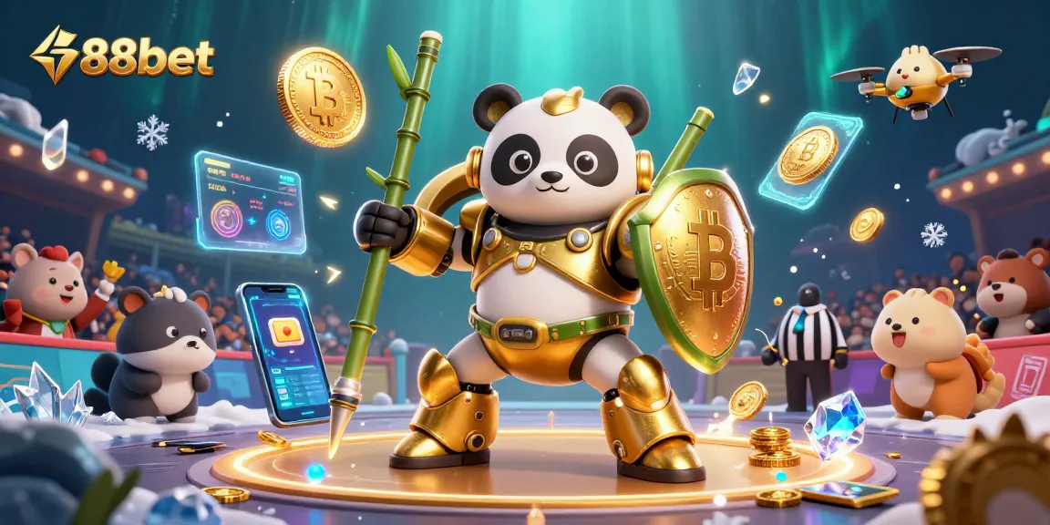 Engage in thrilling gameplay with 88bet through a vibrant, animated crypto casino environment.
