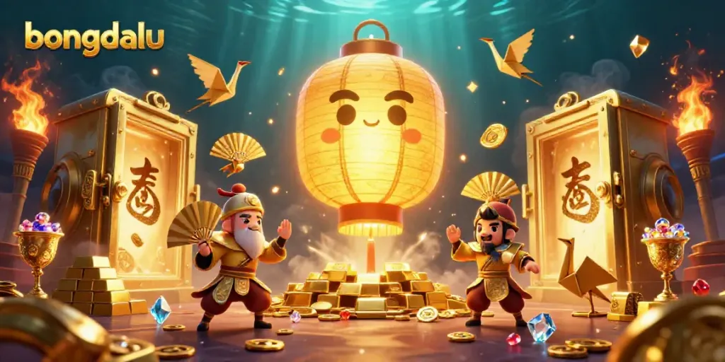 Experience the excitement of Bongdalu casino with vibrant characters and rich gold elements.