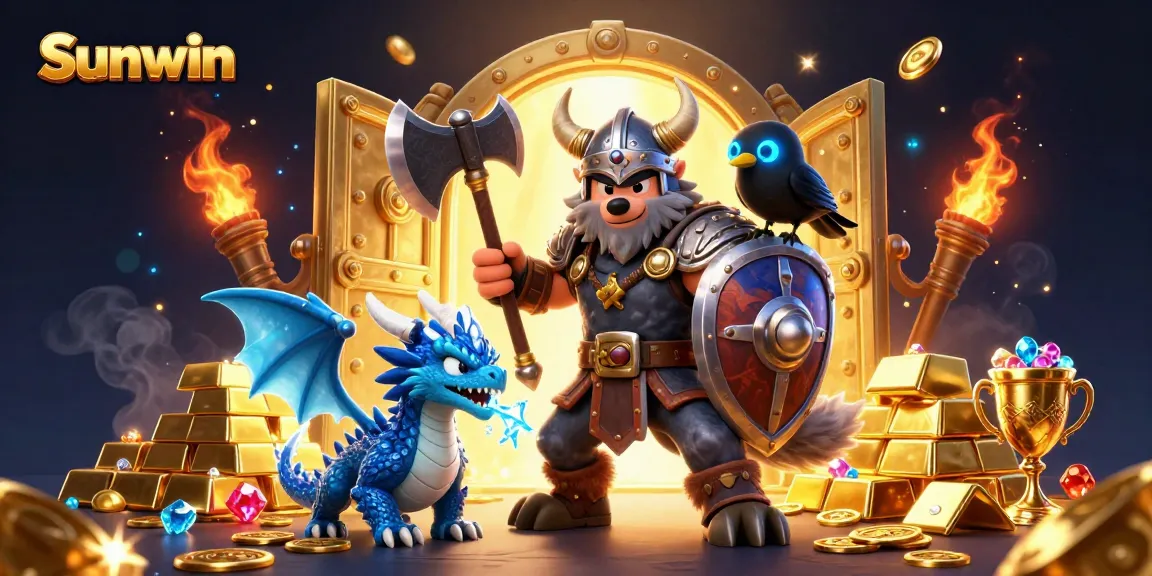Experience thrilling gameplay at Sunwin with vibrant illustrations of casino action and adventure.